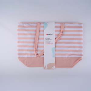 Alpina striped beach bag, 49.3 × 16 × 34 cm, apricot and white