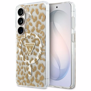 Guess maciņš IML Leopard Print Triangle MagSafe for Samsung Galaxy S26 brūns
