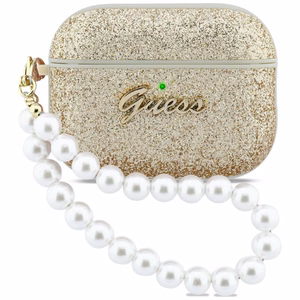 Guess Glitter Pearl Siksniņa Maciņš for AirPods Pro 3 - zelta
