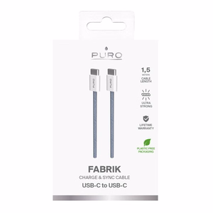 Puro Fabrik 60W USB-C - USB-C kabelis 1.5m - zils