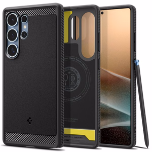 Spigen Rugged Armor Mag apvalks Samsung Galaxy S25 Ultra - melns
