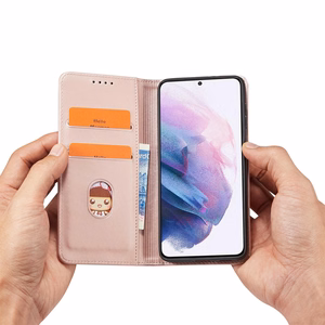 Magnētiskais karšu apvalks Samsung Galaxy S22 + (S22 Plus) maciņš karšu turētājs rozā