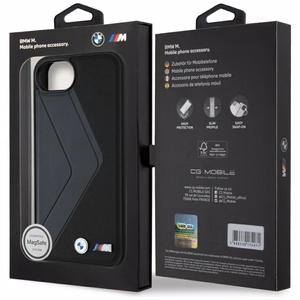 BMW Lielās svītras MagSafe apvalks iPhone 16e - melns