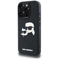 Karl Lagerfeld HC 3D Gumijas Divu Galvu apvalks iPhone 16 Pro Max - melns