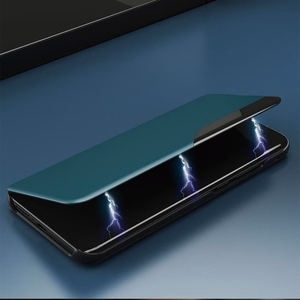 Eco Leather View Case elegants grāmatas tipa apvalks ar statīvu Samsung Galaxy A22 4G oranžs