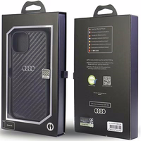 Audi Oglekļa šķiedras iPhone 14 6.1" melns/melns cietais apvalks AU-TPUPPCIP14-R8/D2-BK