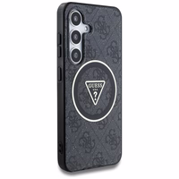 Guess 4G mirdzošs trīsstūra pogu magnētiskais viedtālruņa apvalks Samsung Galaxy S25 melns