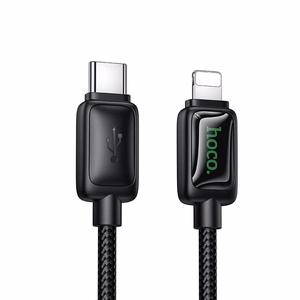 Kabelis ar LCD USB C uz Lightning Hoco PD 30W 1,2 m U146 melns
