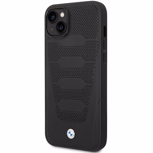 Viedtālruņa apvalks BMW BMHCP14S22RPSK iPhone 14 6.1 - melns ādas sēdekļu raksts