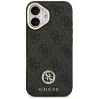 Guess 4G Strass Logo & Big Strap Metal Buttons Magnētiskais apvalks iPhone 17 - melns