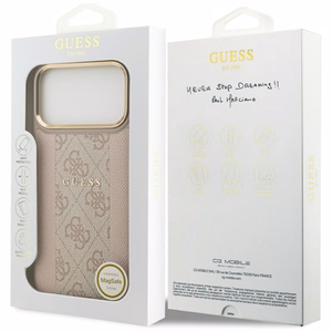 Guess 4G Stripe Magnētiskais viedtālruņa apvalks iPhone 17 Pro Max - rozā