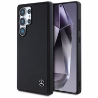 Mercedes Ādas Horizontālas iespiestas izliekumi Magnētiskais apvalks Samsung Galaxy S25 Ultra - melns