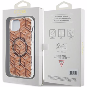 Guess IML GCube Magnētiskais viedtālruņa apvalks iPhone 15 Plus / 14 Plus - brūna