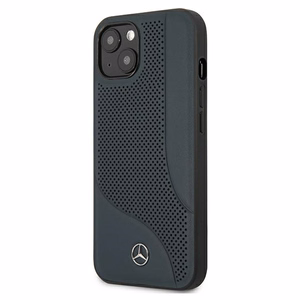 Mercedes ādas perforētās zonas viedtālruņa apvalks iPhone 13 mini – tumši zils