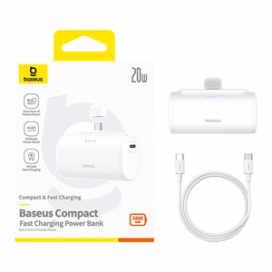 Повербанк Baseus Compact 5000mAh, 20W, USB-C (белый)