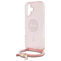Guess Crossbody Cord Script MagSafe Viedtālruņa apvalks Apple iPhone 16 - rozā
