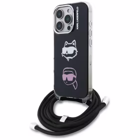 Karl Lagerfeld IML Crossbody Karl&Choupette Head Maciņš for iPhone 16 Pro - melns