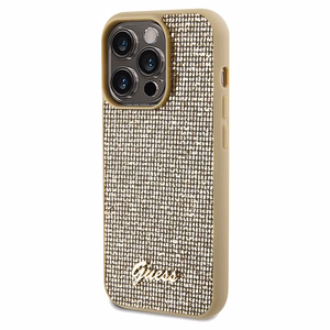 Guess Disco Metal Script viedtālruņa apvalks iPhone 14 Pro - zelta
