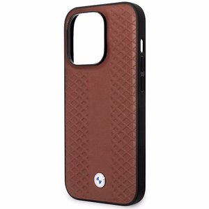 Viedtālruņa apvalks BMW BMHCP14X22RFGR iPhone 14 Pro Max 6.7" bordo/bordo ādas dimanta raksts