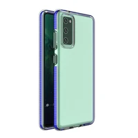 Viedtālruņa apvalks Spring Case – skaidrs TPU gel apvalks ar krāsainu rāmi, paredzēts Samsung Galaxy A72 4G – tumši zils apvalks