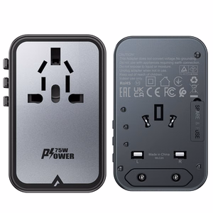 Acefast Z1 GaN 75W PD ceļojumu lādētājs adapteris 3x USB-C 2x USB-A - melns