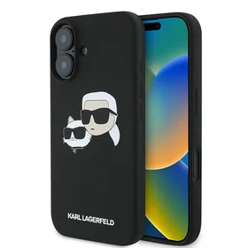Karl Lagerfeld silikona viedtālruņa apvalks Nauble Heads Print Magnētiskais iPhone 16 Plus - melns