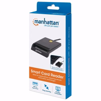 Manhattan USB-A Contact Smart Card Reader, 12 Mbps, Friction type compatible, External, Windows or Mac, Cable 105cm, melns, Three Year Warranty