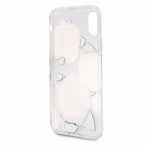 Guess ziedu vēlme sarkana roze viedtālruņa apvalks iPhone X - caurspīdīgs