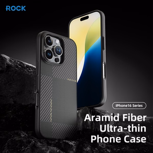 Rock Īpaši plāns Aramīda šķiedras Kevlar 600D viedtālruņa apvalks Iphone 16 Pro melns