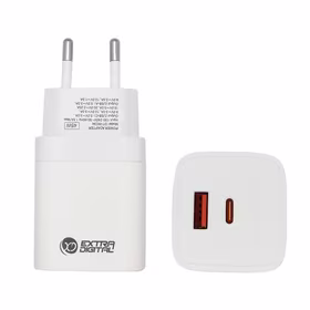 Lādētājs EXTRA DIGITAL GaN USB Type-C, USB Type-A: 45W, PPS