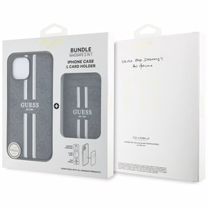 Guess 4G Stripes viedtālruņa apvalks ar Magnētisko maku iPhone 15 - melns