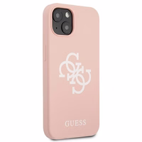 Guess GUHCP13SLS4GWPI iPhone 13 mini 5.4 silikona 4G logotipu kietais apvalks - rozā