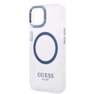 Guess Metāla kontūra Magnētiskais viedtālruņa apvalks iPhone 14 Plus - zils