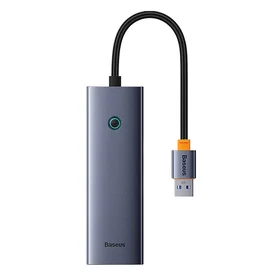 4in1 Hub Baseus UltraJoy USB-A uz USB 3.0 + RJ45 (kosmiskais pelēks)