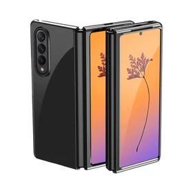 Plating viedtālruņa apvalks Samsung Galaxy Z Fold 4 ar metālisku rāmi melns