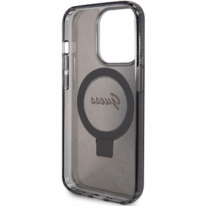 Guess viedtālruņa apvalks ar statīvu Ring Stand Script Glitter magnētiskais iPhone 15 Pro Max - melns