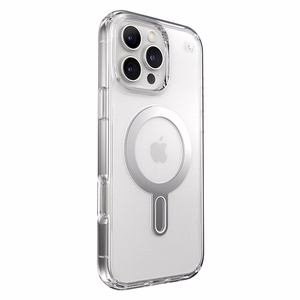Speck Presidio Perfect-Clear vāciņš ar MagSafe un ClickLock iPhone 16 Pro Max tālrunim, Clear/Chrome