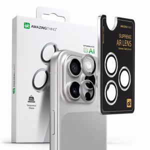 AmazingThing AR alumīnija 3 objektīvu stikls ar objektīva rāmi iPhone 16 Pro / 16 Pro Max - sudrabs