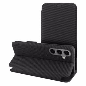 FOLIO sānu magnētiskais grāmatas tipa viedtālruņa apvalks, paredzēts SAMSUNG S25 PLUS, melns