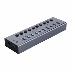 Orico BT2U3-10AB Centrālais mezgls 10x USB-A 3.0 ar slēdžiem - pelēks