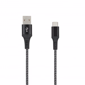 SEEK TOTI USB-A uz Type-C, 2 m pīts kabelis 2A, melns/Space grey