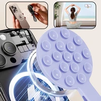 Silikona piesūcošs telefona turētājs magnētisks ar gredzenu MSH9 violets