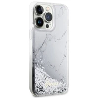 Guess GUHCP14XLCSGSGH iPhone 14 Pro Max 6.7" balts/balts cietais apvalks Liquid Glitter Marble