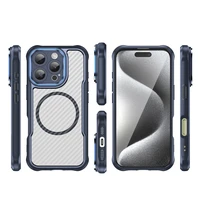 Viedtālruņa apvalks Magnētiskais silikona Līderu sērija iPhone 16 Pro Max (m) - zils