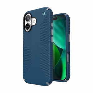Speck Presidio2 Grip MagSafe vāciņš ierīcei iPhone 17, “Deep Sea / Silver Metallic” krāsā