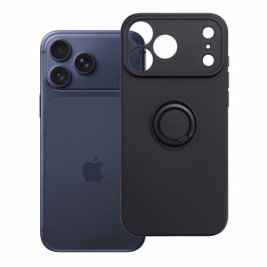 Silikona Ring maciņš modelim iPhone 17 Pro Max / 18 Pro Max – melns
