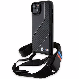 BMW M Edition oglekļa svītra un siksna viedtālruņa apvalks iPhone 15 Plus / 14 Plus - melns