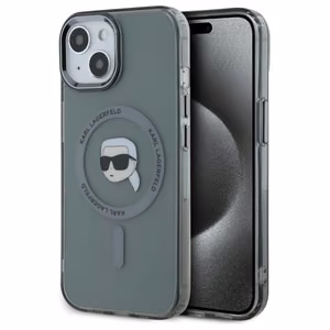Karl Lagerfeld KLHMP15SHLSKIK iPhone 15 6.1" melns cietais viedtālruņa apvalks IML Metal Karl Head Magnētiskais (MagSafe)
