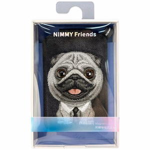 Nimmy New Big-Eye Cute Pets 2.0 Dog MagSafe magnētiskais karšu maciņš tālrunim ar statīvu – melns