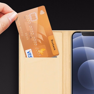 DUX DUCIS Skin Pro grāmatas stila apvalks iPhone 13 mini zeltains (m)